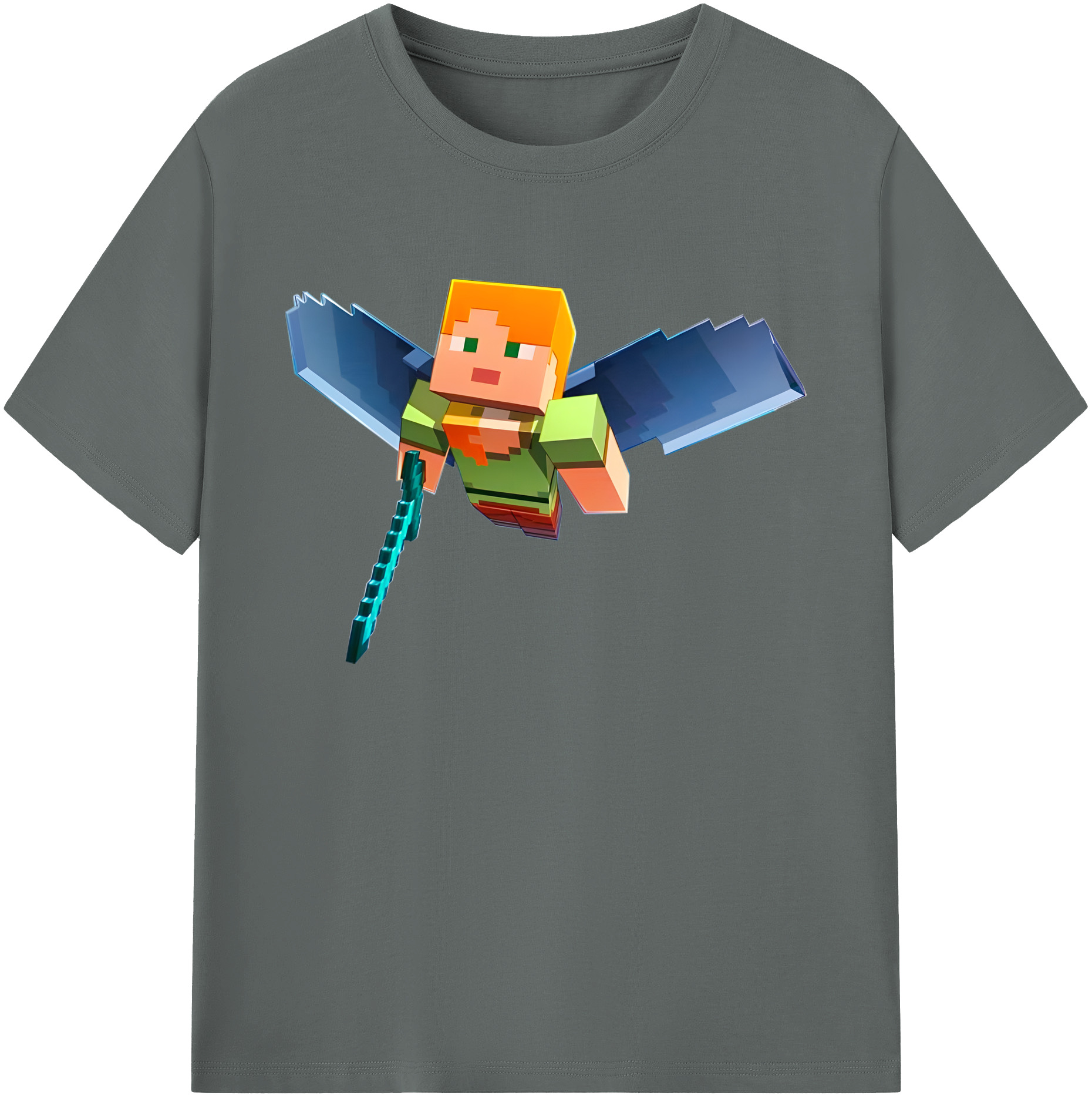 （画像用） マインクラフト ブロックの世界 Minecraft MC Block world 綿100％ メンズ半袖Tシャツ｜肌触りやわらか＆通気性